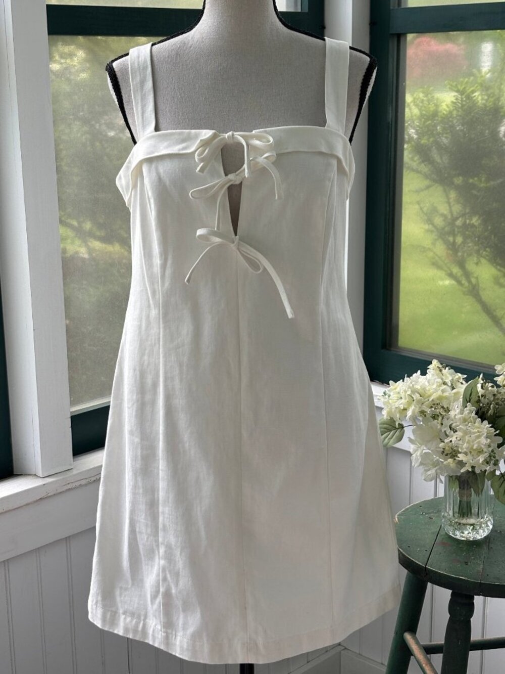 MINKPINK Imogen Drill Tie Mini Dress White NWT Size L